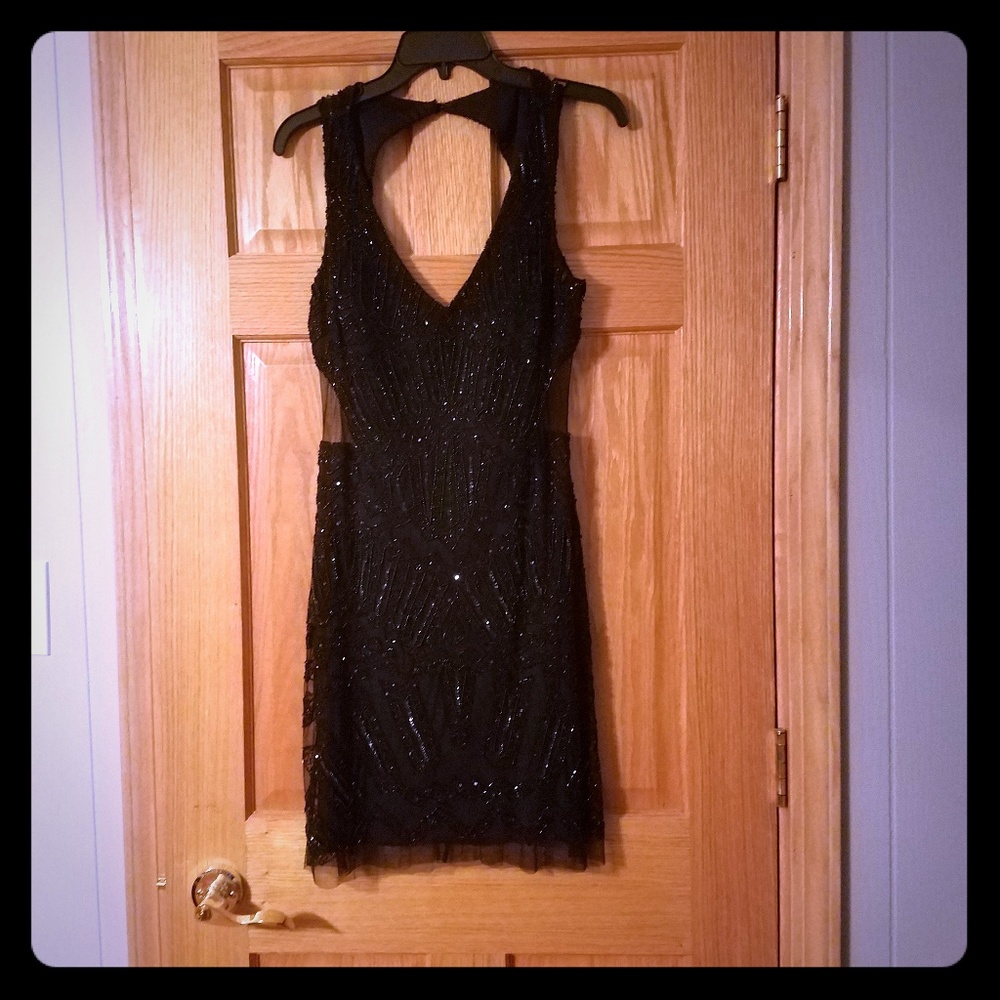 Adrianna Pappel little black sequined dress